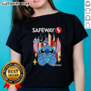 Pretty Stitch Like Safeway USA Flag Ladies Tee featuring a stylish design with the American flag for women.
