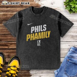 Nice Philadelphia Phillies Phamily Washed T-Shirt in red, perfect for fans showcasing team spirit and comfort.