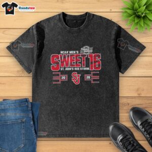 Nice St. John's Red Storm NCAA Men's Sweet 16 2026 March Madness washed t-shirt featuring vibrant team colors.