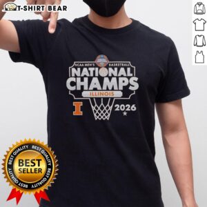 Top Illinois Fighting Illini 2026 NCAA Men's Basketball Champions T-Shirt featuring team logo and championship graphics.