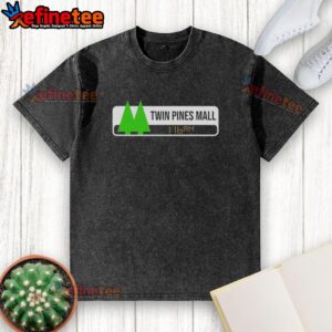 Original Back to the Future Twin Pines Mall 1:16 AM washed t-shirt featuring iconic movie graphics and retro design.