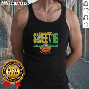 2026 NCAA Women's Sweet 16 Notre Dame Fighting Irish tank top featuring vibrant team colors and logo design.