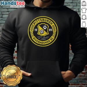 Premium Pittsburgh Riverhounds SC 1999 vintage primary logo hoodie showcasing a classic sports design.