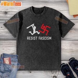 Good Resist Fascism washed t-shirt featuring bold text design for a stylish statement on social justice and activism.