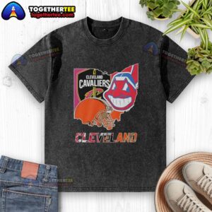 Cleveland Cavaliers football symbol helmet logo on a washed t-shirt, showcasing team pride and sporty style.