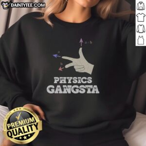 Alt Text: Funny Physics Gangsta Sweatshirt featuring humorous science graphics and a stylish design for science enthusiasts.