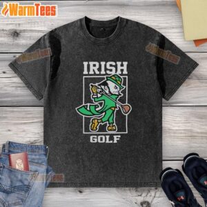 Hot Notre Dame Fighting Irish golf leprechaun washed t-shirt for 2026, featuring vibrant graphics and a stylish fit.