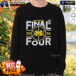 Awesome Michigan Wolverines NCAA Final Four 2026 Men's March Madness Sweatshirt displayed on a mannequin in a sports store.