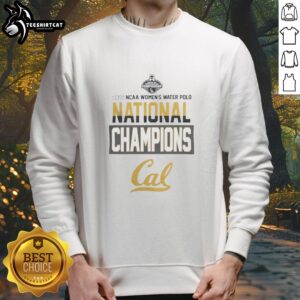 2026 NC Women's Water Polo National Champions sweatshirt featuring Nice California Golden Bears logo and design.