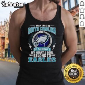 Pretty Philadelphia Eagles tank top with 'My heart and soul belong to Eagles' text, perfect for fans in South Carolina.