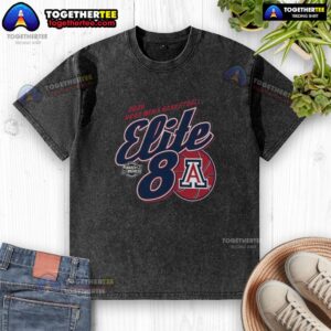 Good Arizona Wildcats Men's Basketball Elite 8 March Madness washed t-shirt in blue, perfect for fans celebrating the victory.