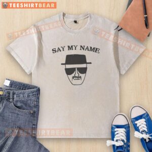 Funny Say My Name washed t-shirt featuring a humorous graphic design, perfect for casual wear and making a statement.