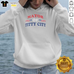 Pretty Mayor of Titty City hoodie featuring colorful graphic design and comfortable fit, perfect for casual wear.