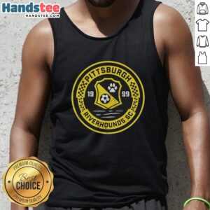 Alt Text: Premium Pittsburgh Riverhounds SC 1999 vintage primary logo tank top showcasing classic team design and vibrant colors.