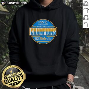 Alt Text: Premium UCLA Bruins Women's Gymnastics Champions 2026 logo hoodie featuring vibrant colors and a stylish design.