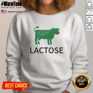Good Lactose Cow Parody Logo Sweatshirt featuring a playful cow design, perfect for dairy lovers and humor enthusiasts.
