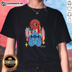 Pretty Stitch Like Chipotle Mexican Grill USA Flag Ladies Tee showcasing vibrant colors and stylish design for casual wear.