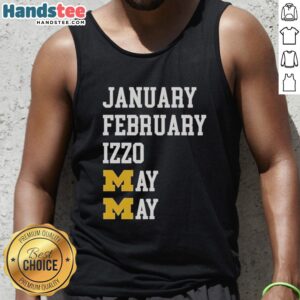 Premium Michigan Wolverines January February Izzo May tank top featuring team colors and logo for sports fans.