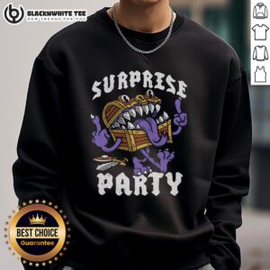 Cozy Nice Surprise Party Mimic Chest Sweatshirt featuring a fun design perfect for festive celebrations and casual wear.