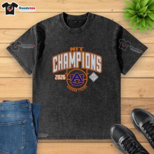 Original Auburn Tigers Men's Basketball NIT Champions 2026 Washed T-Shirt showcasing team pride and style.