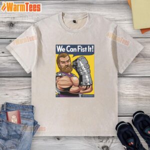 Premium We Can Fist It Washed T-Shirt in soft fabric, featuring a stylish design perfect for casual wear.