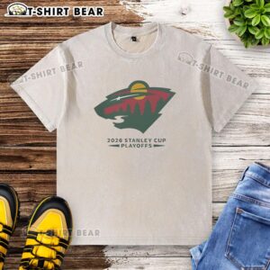 Nice Minnesota Wild NHL 2026 Stanley Cup Playoffs washed t-shirt featuring team logo and vibrant design.