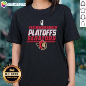 Awesome Ottawa Senators Stanley Cup Playoffs 2026 ladies tee featuring team colors and logo, perfect for fans.