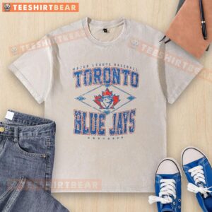 Pretty Toronto Blue Jays Major League Baseball Cooperstown Diamond washed t-shirt in vibrant blue and white design.