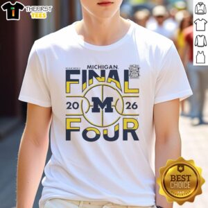 Top Michigan Wolverines 2026 NCAA Men's Basketball Final Four graphic t-shirt featuring bold team colors and logo.