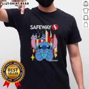 Alt Text: Pretty Stitch Safeway USA Flag T-Shirt featuring a vibrant American flag design and comfortable fit for casual wear.