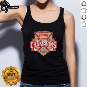 Pretty Denver Pioneers 2026 NCAA Frozen Four Men's Ice Hockey National Champions tank top in vibrant red.