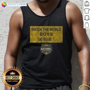 Good Michigan Wolverines MBB 2026 National Champions Shock the World sign tank top showcasing team pride and spirit.