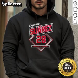 Eugenio Suarez wearing a Cincinnati Reds Classic Diamond Hoodie, showcasing team spirit and stylish baseball fashion.