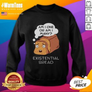 Alt Text: Kawaii bread pun sweatshirt featuring 'Nice Existential Bread' design, perfect for cozy and fun fashion lovers.