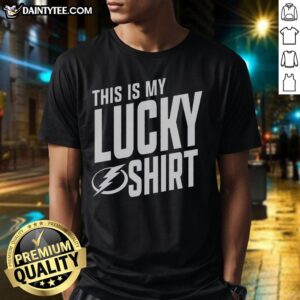 Awesome Tampa Bay Lightning 'This Is My Lucky T-Shirt' featuring team logo and bold graphics for fans and supporters.