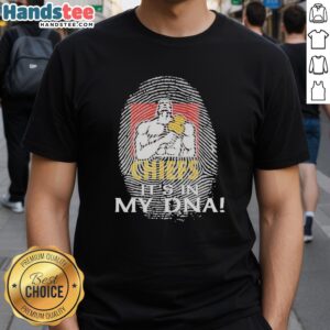Alt Text: Premium Chiefs Super Rugby It's In My DNA fingerprint t-shirt showcasing team pride and unique design for fans.