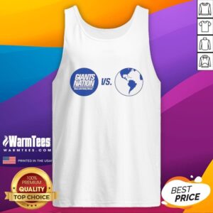 Nice New York Giants Nation vs. The World tank top featuring bold graphics and team colors, perfect for fans.