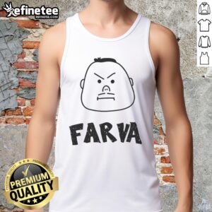 Cartoon drawing of a big-headed character in a tank top celebrating an awesome Farva bachelor party.