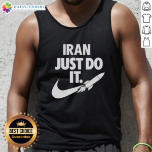 Alt Text: Awesome Iran Just Do It Rocket Logo on a motivational patriotism tank top for bold and inspiring fashion.