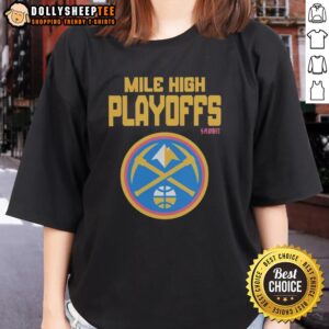 Denver Nuggets 2026 NBA Playoffs ladies tee featuring original Mile High design for enthusiastic fans.