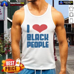 Funny heart-shaped tank top with 'Hot I Love Black People' text, perfect for celebrating Black culture and humor.