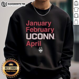 Alt Text: UConn Huskies April sweatshirt in stylish design, perfect for chilly January and February days.