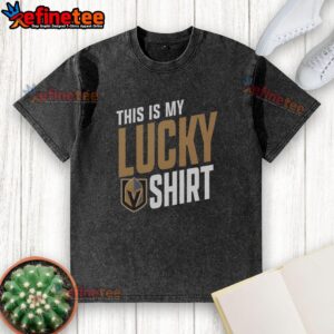 Alt Text: Premium Vegas Golden Knights 'This Is My Lucky' washed t-shirt featuring bold team colors and logo for fans.