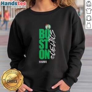 Stylish Boston Celtics playoff NBA 2026 sweatshirt featuring team colors and logo, perfect for fans and game day attire.