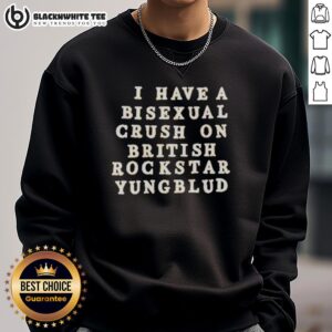 Alt Text: Premium sweatshirt featuring 'I Have A Bisexual Crush On British Rockstar Yungblud' design, perfect for fans.