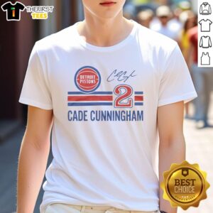 Top Pistons Cade Cunningham signature jersey t-shirt featuring team colors and logo, perfect for Detroit basketball fans.