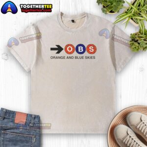 Awesome Obs Orange and Blue Skies Washed T-Shirt featuring a vibrant design perfect for casual summer wear.