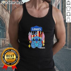 Pretty stitch-like Lowe's USA flag tank top featuring a vibrant design, perfect for patriotic summer wear.