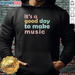 Premium 'It's A Good Day To Make Music' dynamic hoodie in black, perfect for music lovers and stylish comfort.
