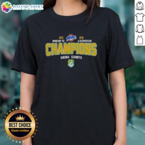 Original NCAA Siena Saints 2026 MAAC Men's Lacrosse Tournament Champions Ladies Tee showcasing team pride.